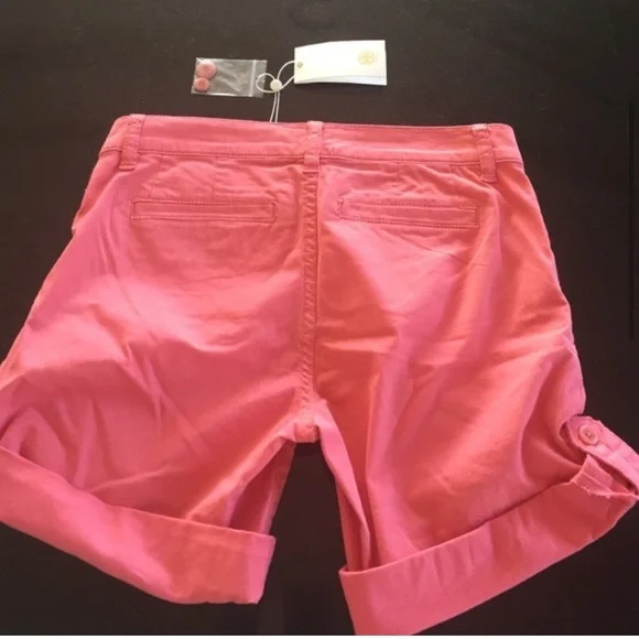 Tory Burch faded spiced coral cuff shorts - Picture 2 of 3